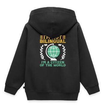 Professeur de langues étrangères École Professeurs de langues - Sweat Premium à capuche enfant bio - noir - Dos - AI Model Kid Male (0cm)