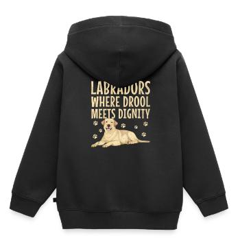 Labradors où la bave rencontre la dignité Labrador Retri - Sweat Premium à capuche enfant bio - noir - Dos - AI Model Kid Male (0cm)