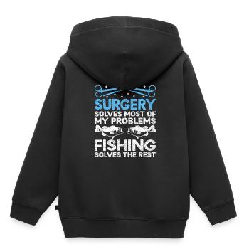 Surgery Solves Most Of My Problems Fishing Solves - Kids Premium Organic Hoodie - black - Back - AI Model Kid Male (0cm)