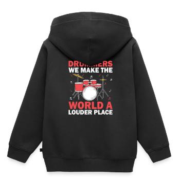 Trommler Wir machen die Welt zu einem lauteren Ort Schlagzeuger - Kinder Premium Organic Hoodie - Schwarz - Hinten - AI Model Kid Male (0cm)