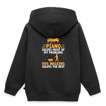 Piano Solves Most Of My Problems Dog Walking Solve - Kids Premium Organic Hoodie - black - Back - AI Model Kid Male (0cm)