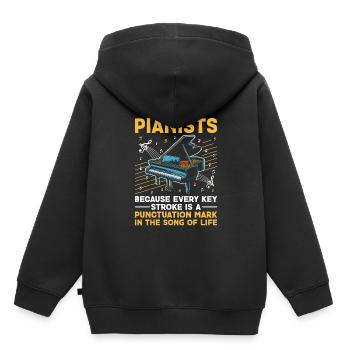 Pianistes parce que chaque trait de touche est une ponctuation - Sweat Premium à capuche enfant bio - noir - Dos - AI Model Kid Male (0cm)