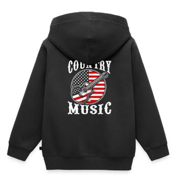Country Musik Amerikanische Flagge Lied Liebhaber USA Patriot - Kinder Premium Organic Hoodie - Schwarz - Hinten - AI Model Kid Male (0cm)