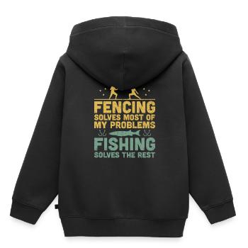 Fencing Solves Most Of My Problems Fishing Solves - Kids Premium Organic Hoodie - black - Back - AI Model Kid Male (0cm)