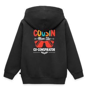 Cousin eher wie ein Mitverschwörer-Familientreffen - Kinder Premium Organic Hoodie - Schwarz - Hinten - AI Model Kid Male (0cm)