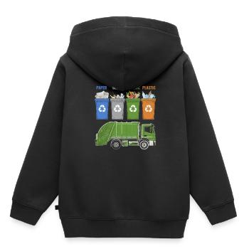 Recycling Trash Garbage Truck Trash Collector - Kids Premium Organic Hoodie - black - Back - AI Model Kid Male (0cm)