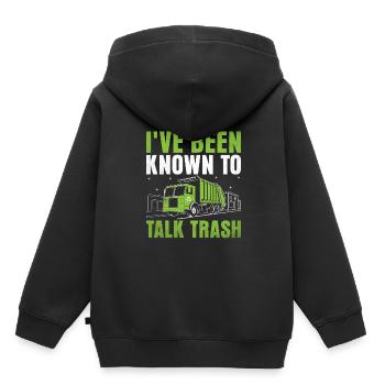Ich bin dafür bekannt, dass ich Müll rede - Kinder Premium Organic Hoodie - Schwarz - Hinten - AI Model Kid Male (0cm)