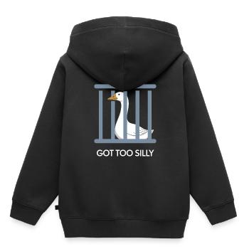 Gans im Gefängnis Lustige Grafik - Kinder Premium Organic Hoodie - Schwarz - Hinten - AI Model Kid Male (0cm)
