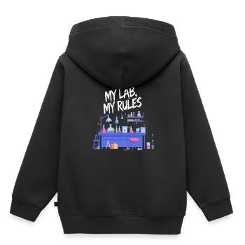 Mein Labor, meine Regeln - Kinder Premium Organic Hoodie - Schwarz - Hinten - AI Model Kid Male (0cm)