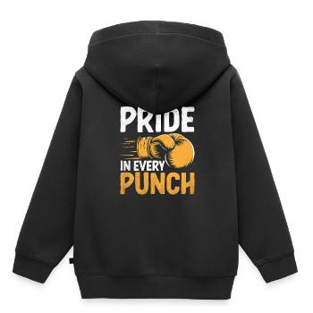 Fierté dans chaque coup de poing Boxeur Sports Force Athlète - Sweat Premium à capuche enfant bio - noir - Dos - AI Model Kid Male (0cm)