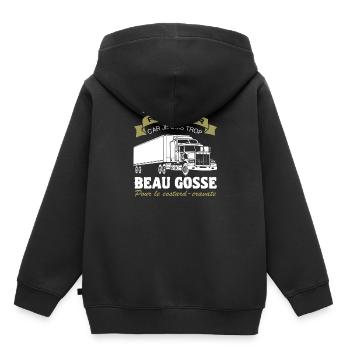 Routier Shirt • Chauffeur Routier trop Beau gosse - Sweat Premium à capuche enfant bio - noir - Dos - AI Model Kid Male (0cm)