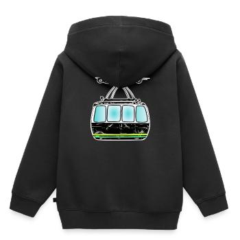 Téléphérique télécabine ventilateur - Sweat Premium à capuche enfant bio - noir - Dos - AI Model Kid Male (0cm)