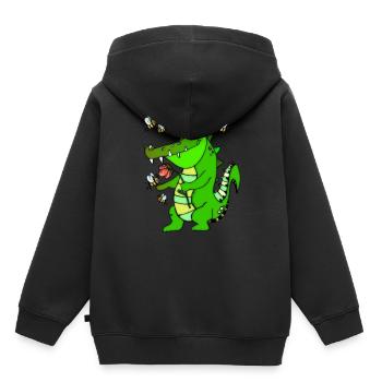 Kroko le crocodile et ses amis les abeilles - Sweat Premium à capuche enfant bio - noir - Dos - AI Model Kid Male (0cm)