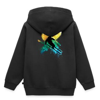 Bunter freestyle ski im Tiefschnee Winterurlaub - Kinder Premium Organic Hoodie - Schwarz - Hinten - AI Model Kid Male (0cm)