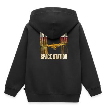 ISS - Internationale Raumstation - Kinder Premium Organic Hoodie - Schwarz - Hinten - AI Model Kid Male (0cm)