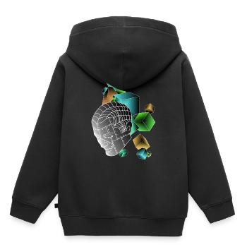 Roboter mit Würfeln bunt - Kinder Premium Organic Hoodie - Schwarz - Hinten - AI Model Kid Male (0cm)