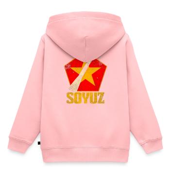 Soyouz Rocket Union soviétique - Sweat Premium à capuche enfant bio - rose - Dos - AI Model Kid Female (0cm)