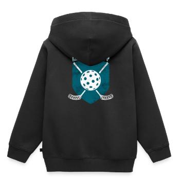 Unihockey - Kinder Premium Organic Hoodie - Schwarz - Hinten - AI Model Kid Male (0cm)