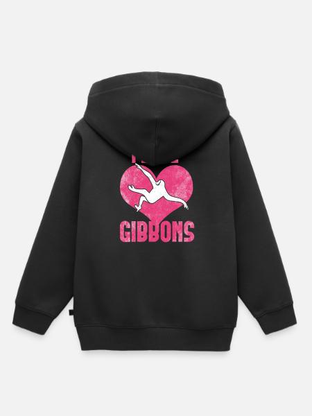 Ich liebe Gibbons - Kinder Premium Organic Hoodie - Schwarz