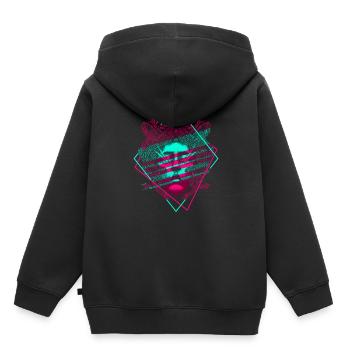 Méduse Vaporwave Mythologie grecque - Sweat Premium à capuche enfant bio - noir - Dos - AI Model Kid Male (0cm)