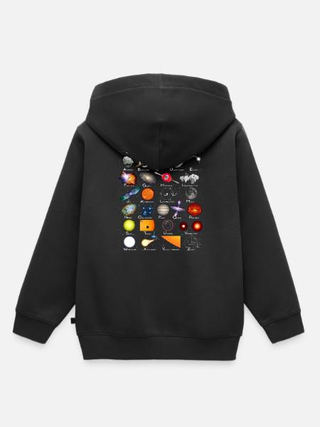 Space Astronomy Alphabet ABC - Kids Premium Organic Hoodie - black