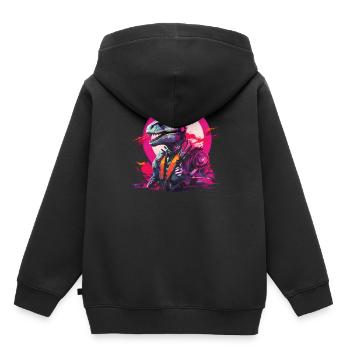 T-Rex futuriste - Sweat Premium à capuche enfant bio - noir - Dos - AI Model Kid Male (0cm)