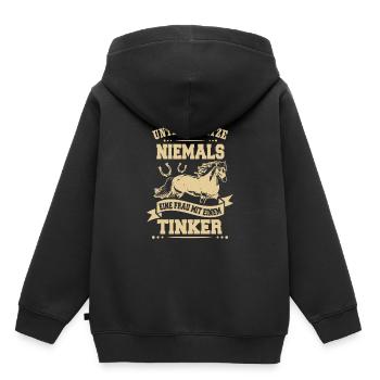 Never underestimate a woman with Tinker horse - Kids Premium Organic Hoodie - black - Back - AI Model Kid Male (0cm)