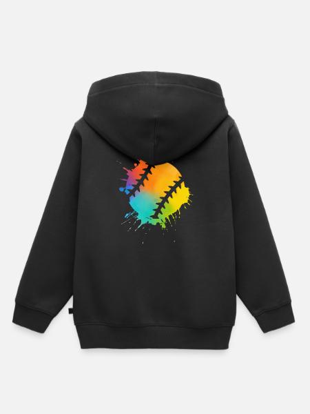 Baseball Spieler Baseballer Farbklecks - Kinder Premium Organic Hoodie - Schwarz