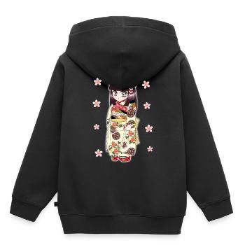 Japanisches süßes Kimono-Mädchen - Kinder Premium Organic Hoodie - Schwarz - Hinten - AI Model Kid Male (0cm)