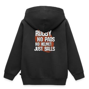Rugby Rugby - Kinder Premium Organic Hoodie - Schwarz - Hinten - AI Model Kid Male (0cm)