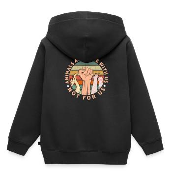 Les animaux sont ici avec nous Pas pour nous Droits des animaux - Sweat Premium à capuche enfant bio - noir - Dos - AI Model Kid Male (0cm)