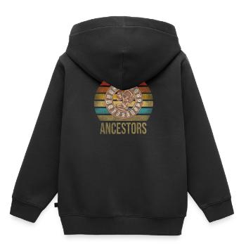Calendrier Maya Itzamna Rétro Coucher de soleil - Sweat Premium à capuche enfant bio - noir - Dos - AI Model Kid Male (0cm)