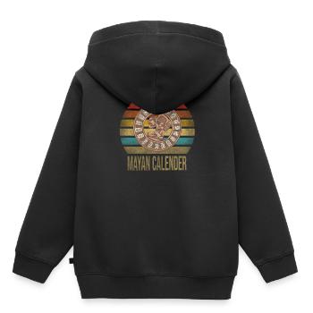 Calendrier Maya Itzamna Rétro Coucher de soleil - Sweat Premium à capuche enfant bio - noir - Dos - AI Model Kid Male (0cm)