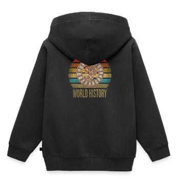 Calendrier Maya Itzamna Rétro Coucher de soleil - Sweat Premium à capuche enfant bio - noir - Dos - AI Model Kid Male (0cm)