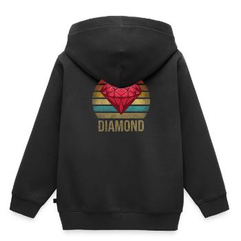 Ruby Gemstone Retro Coucher de soleil - Sweat Premium à capuche enfant bio - noir - Dos - AI Model Kid Male (0cm)