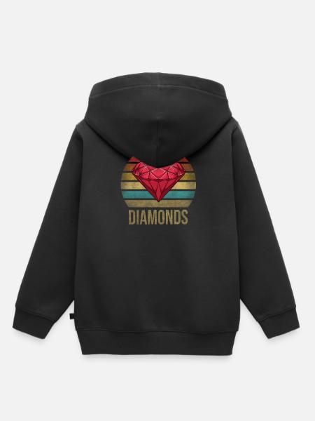 Ruby Gemstone Retro Sunset - Kinder Premium Organic Hoodie - Schwarz