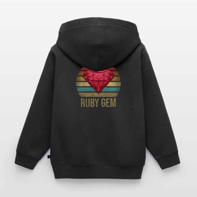 Ruby Gemstone Retro Coucher de soleil Sweat Premium à capuche enfant bio