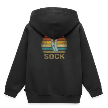 Chaussette Life Chaussettes Rétro Sunset Vintage - Sweat Premium à capuche enfant bio - noir - Dos - AI Model Kid Male (0cm)