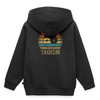 Taosim Yin & Yang Zen Retro Coucher de soleil - Sweat Premium à capuche enfant bio - noir - Dos - AI Model Kid Male (0cm)