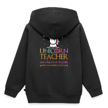Unicorn Teacher Shirts - Sweat Premium à capuche enfant bio - noir - Dos - AI Model Kid Male (0cm)