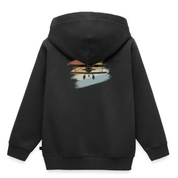 Flugzeug - Kinder Premium Organic Hoodie - Schwarz - Hinten - AI Model Kid Male (0cm)
