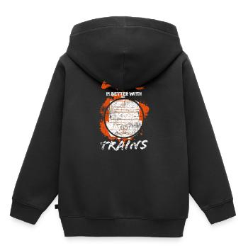Chemin de fer - Sweat Premium à capuche enfant bio - noir - Dos - AI Model Kid Male (0cm)