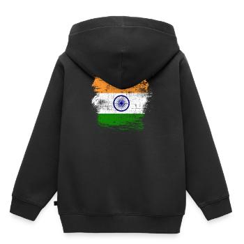 Indien - Kinder Premium Organic Hoodie - Schwarz - Hinten - AI Model Kid Male (0cm)