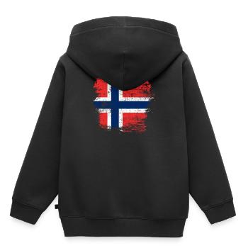 Norwegen - Kinder Premium Organic Hoodie - Schwarz - Hinten - AI Model Kid Male (0cm)