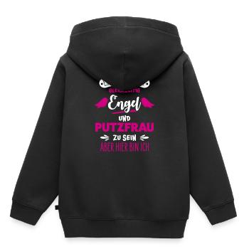 Putzfrau lustig - Kinder Premium Organic Hoodie - Schwarz - Hinten - AI Model Kid Male (0cm)