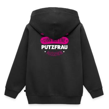 Putzfrau Spruch - Kinder Premium Organic Hoodie - Schwarz - Hinten - AI Model Kid Male (0cm)