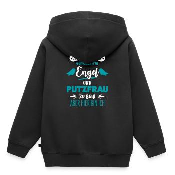 Femme de ménage - Sweat Premium à capuche enfant bio - noir - Dos - AI Model Kid Male (0cm)