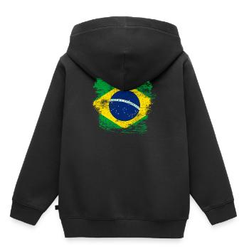 Brasilien - Kinder Premium Organic Hoodie - Schwarz - Hinten - AI Model Kid Male (0cm)