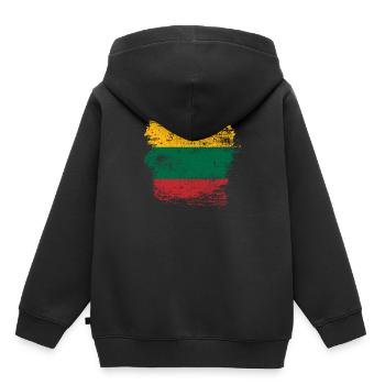 Lituanie - Sweat Premium à capuche enfant bio - noir - Dos - AI Model Kid Male (0cm)