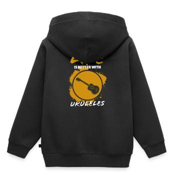 Ukulele - Kinder Premium Organic Hoodie - Schwarz - Hinten - AI Model Kid Male (0cm)